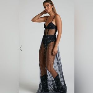 Showpo glitter tulle corset dress